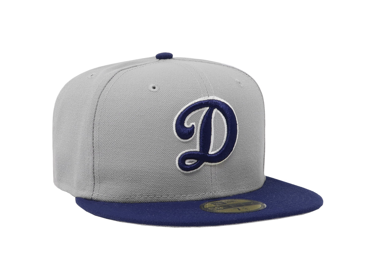 New Era 59Fifty Hat Los Angeles Dodgers Men's Gray Royal Blue Fitted Cap