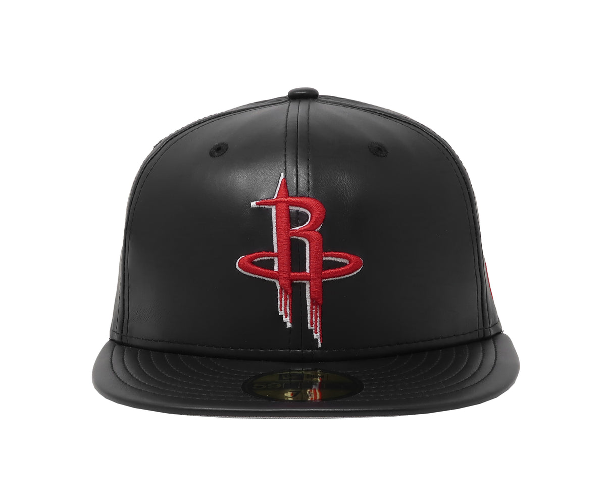 New Era 59FIFTY NBA Houston Rockets Team Faux Leather Black Fitted Hat 70344049