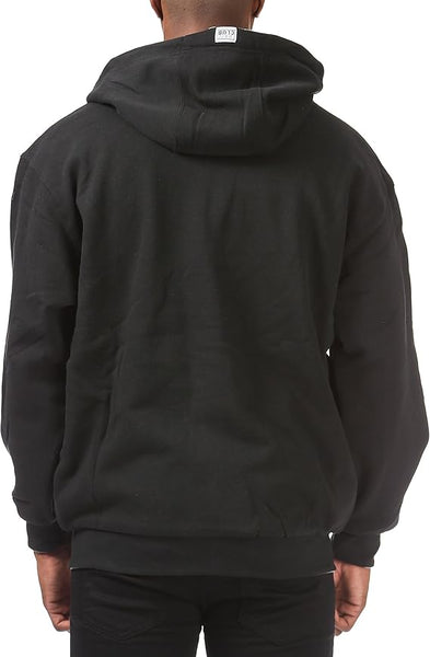 Pro Club Men's Full Zip Reversible Fleece and Thermal Black/Grey Hoodie