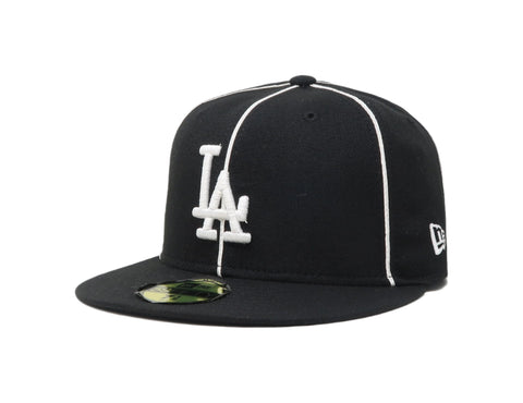 New Era 59Fifty Men's Los Angeles Dodgers Black/Piping White Fitted Hat