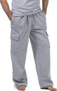 Pro Club Men's Heavyweight Fleece Cargo Pants Grey