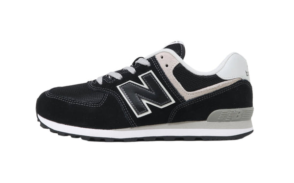 New Balance Big Kids 574 Black/Grey Shoes