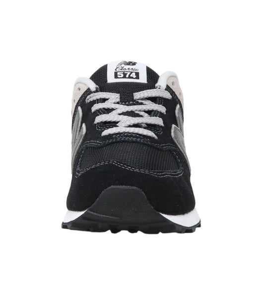 New Balance Big Kids 574 Black/Grey Shoes