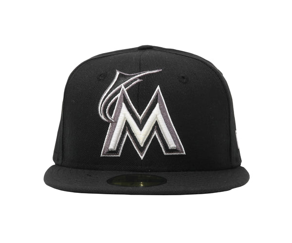New Era Men's 59Fifty MLB Miami Marlins Black Fitted Cap