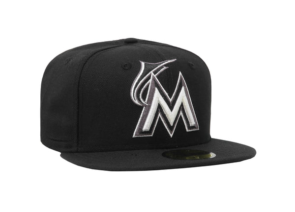 New Era Men's 59Fifty MLB Miami Marlins Black Fitted Cap