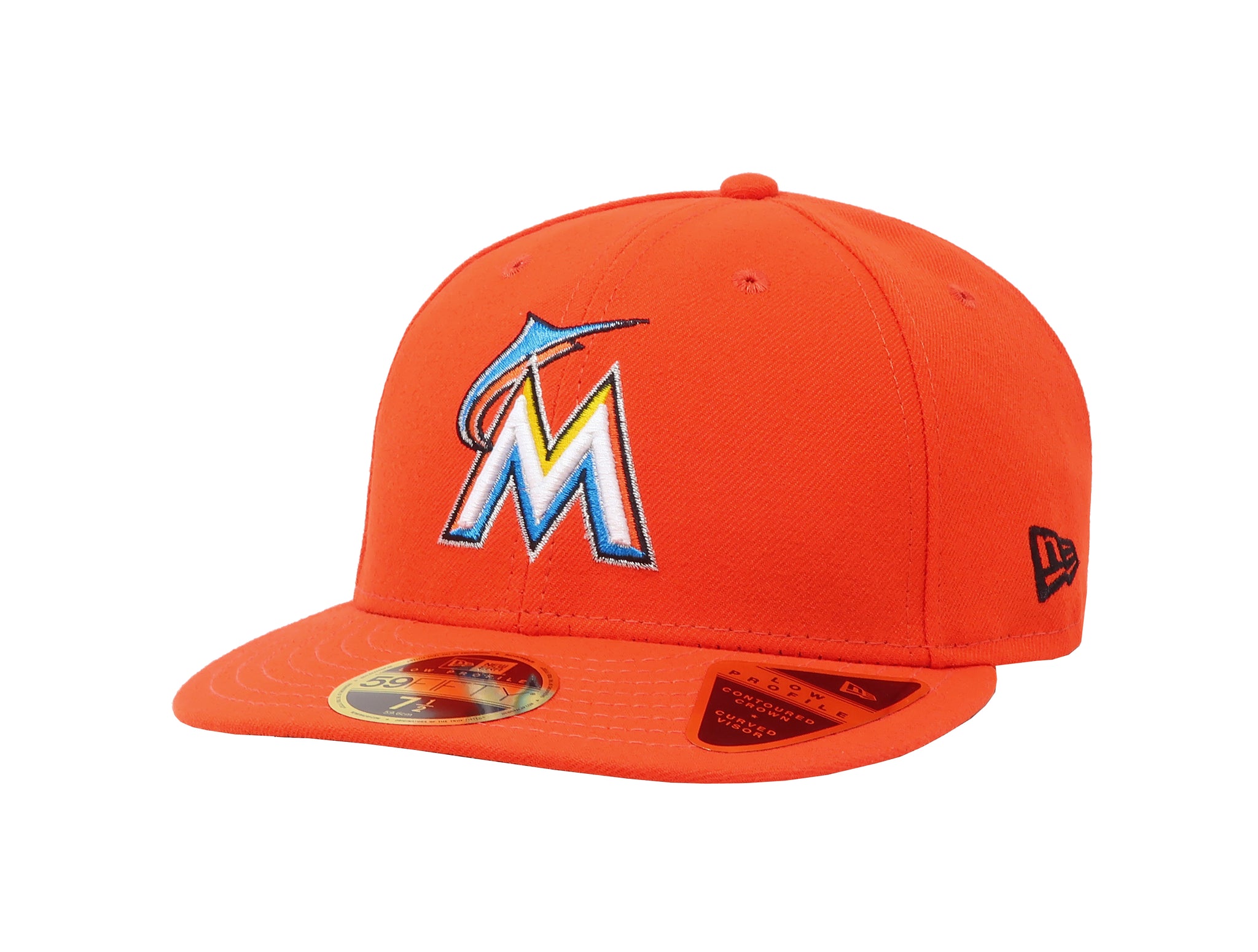 Men's New Era Navy Miami Marlins White Logo 59FIFTY Fitted Hat