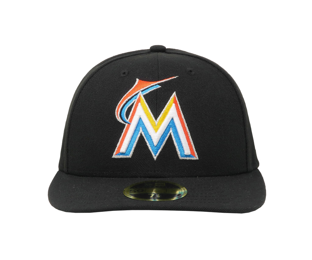 New Era 59FIFTY Men's MLB Miami Marlins Low Profile Black Fitted Cap 7 3/4