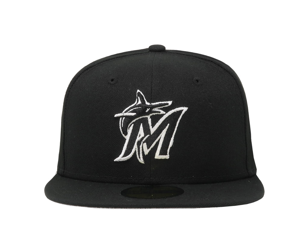  MLB Miami Marlins White & Gray 59Fifty Fitted Cap