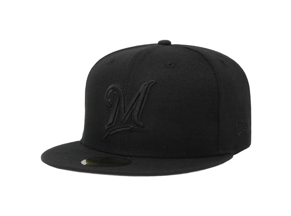 New Era 59Fifty Men's MLB Basic Milwaukee Brewers Black/Black Fitted Cap
