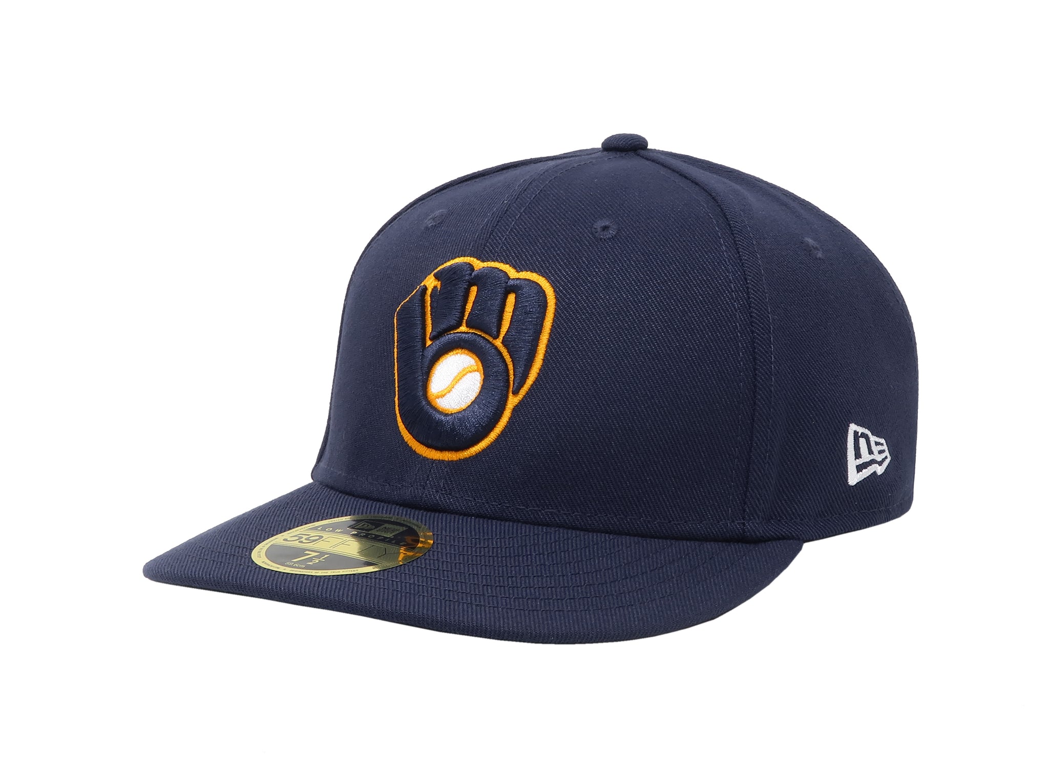 New Era 59Fifty Men's Milwaukee Brewers "glove" Low Profile Navy Fitted Cap