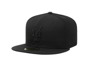 New Era 59Fifty Men's New York Mets Black On Black Fitted Cap