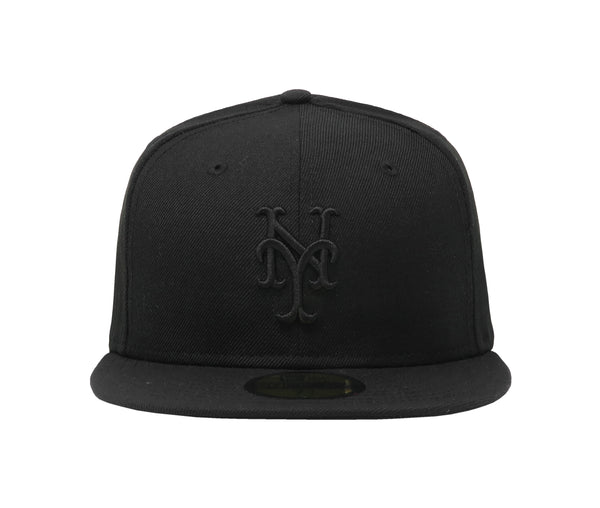 New Era 59Fifty Men's New York Mets Black On Black Fitted Cap