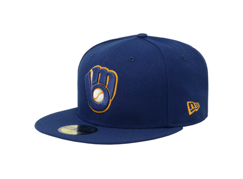New Era 59Fifty Men's Milwaukee Brewers "glove" Royal Blue Fitted Cap