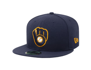 New Era 59Fifty Men's MLB Milwaukee Brewers "Glove" Navy Fitted Cap