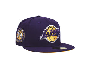 New Era 59Fifty Men's Los Angeles Lakers Kobe Bryant #24 Ball Dark Purple Fitted Cap