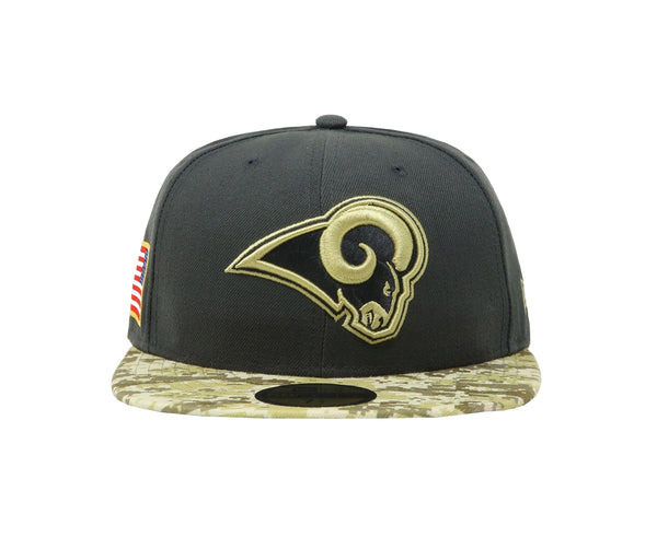 New Era 59Fifty Men's Los Angeles Rams Salute To Service Charcaol/Green Camo Fitted Cap