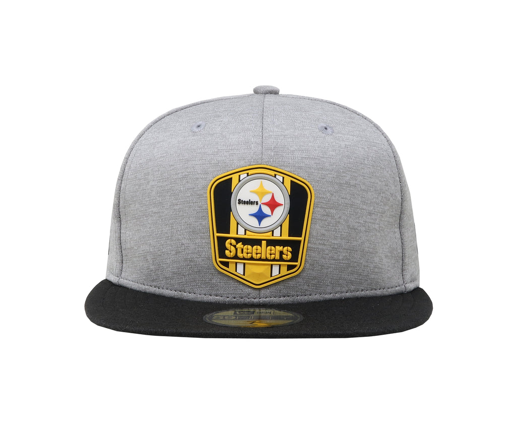 New Era Pittsburgh Steelers Heather Gray/Black 2018 NFL Sideline Road Official 59FIFTY Fitted Hat