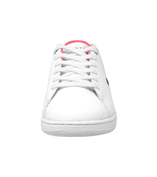 Lacoste Big Kids Carnavy Evo Leather White/Dark Pink Shoes