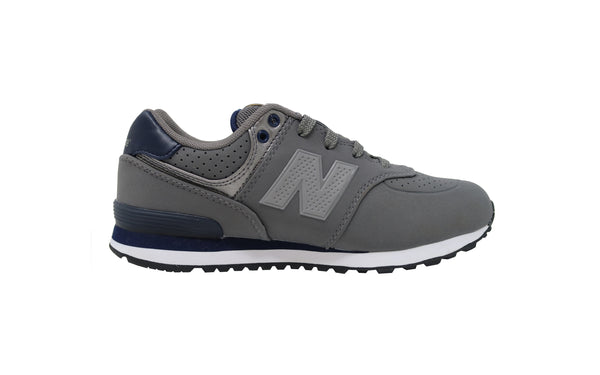 New Balance Little Kids 574 Nubuk Gray/Navy Shoes