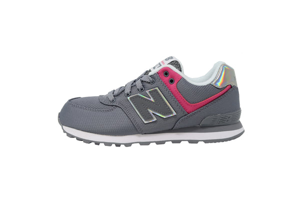 New Balance Little Kids 574 Gray/Hot Pink/White Shoes