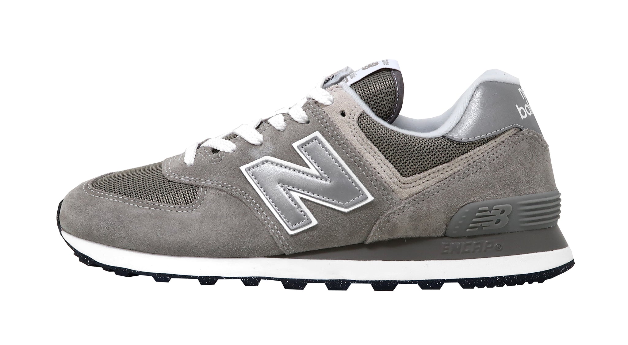 New Balance Men's Classic Traditionnels 574 Gray/White Suede Shoes