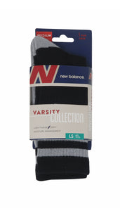 New Balance Men's Varsity Collection Black/Grey 1 Pair Crew Socks
