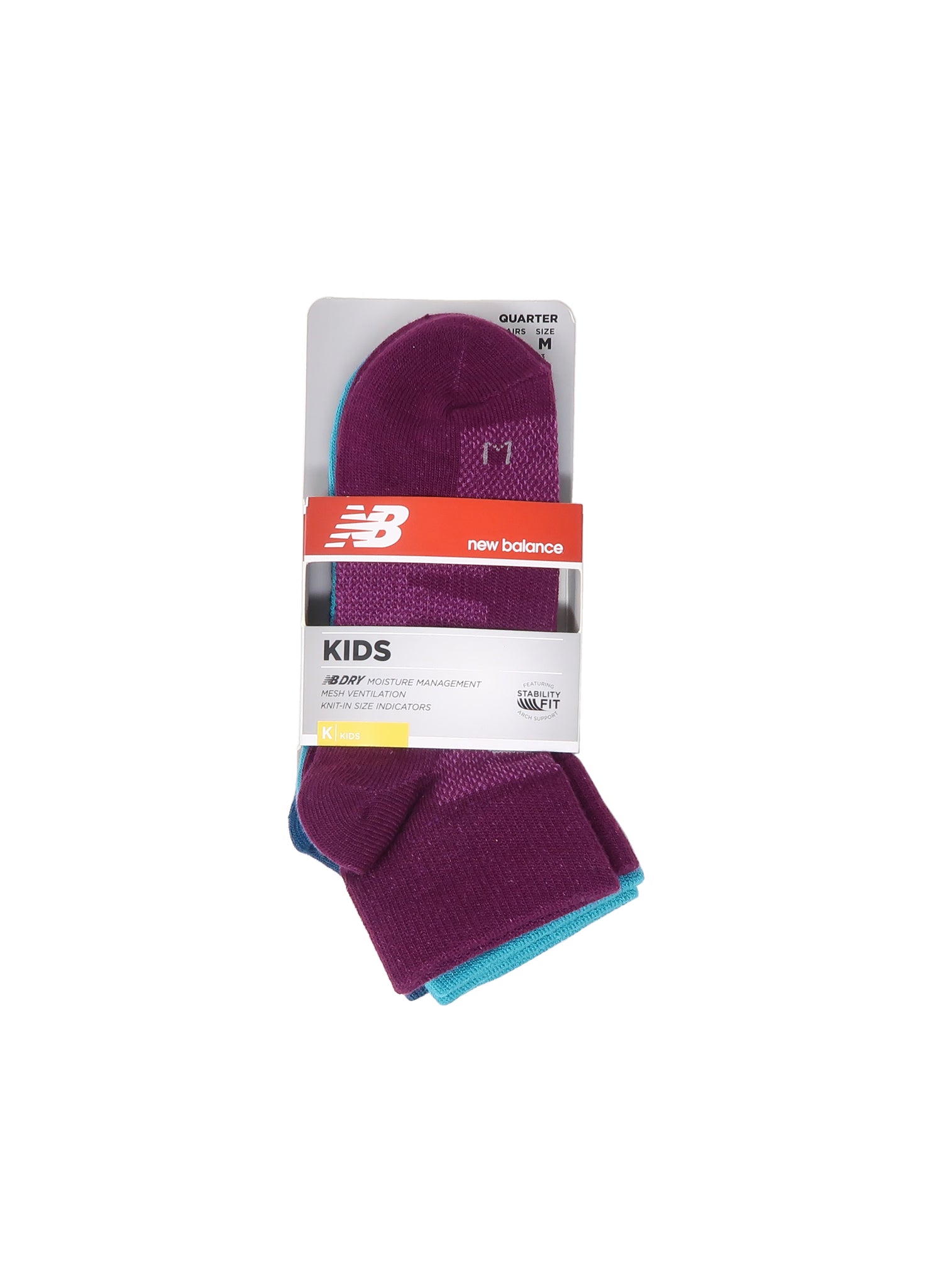 New Balance Kids 3-Pairs Multi Color Quarter Socks
